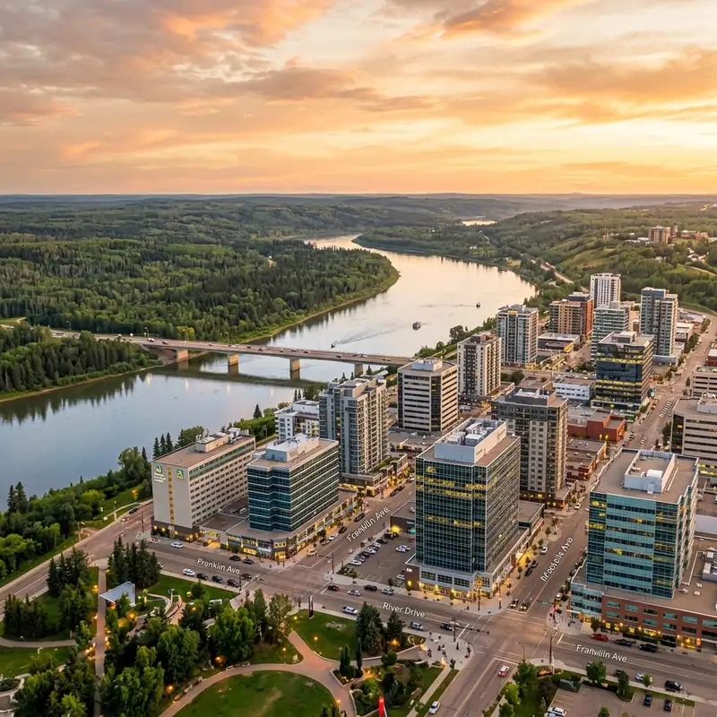 Downtown skyline of Fort McMurray, Canada